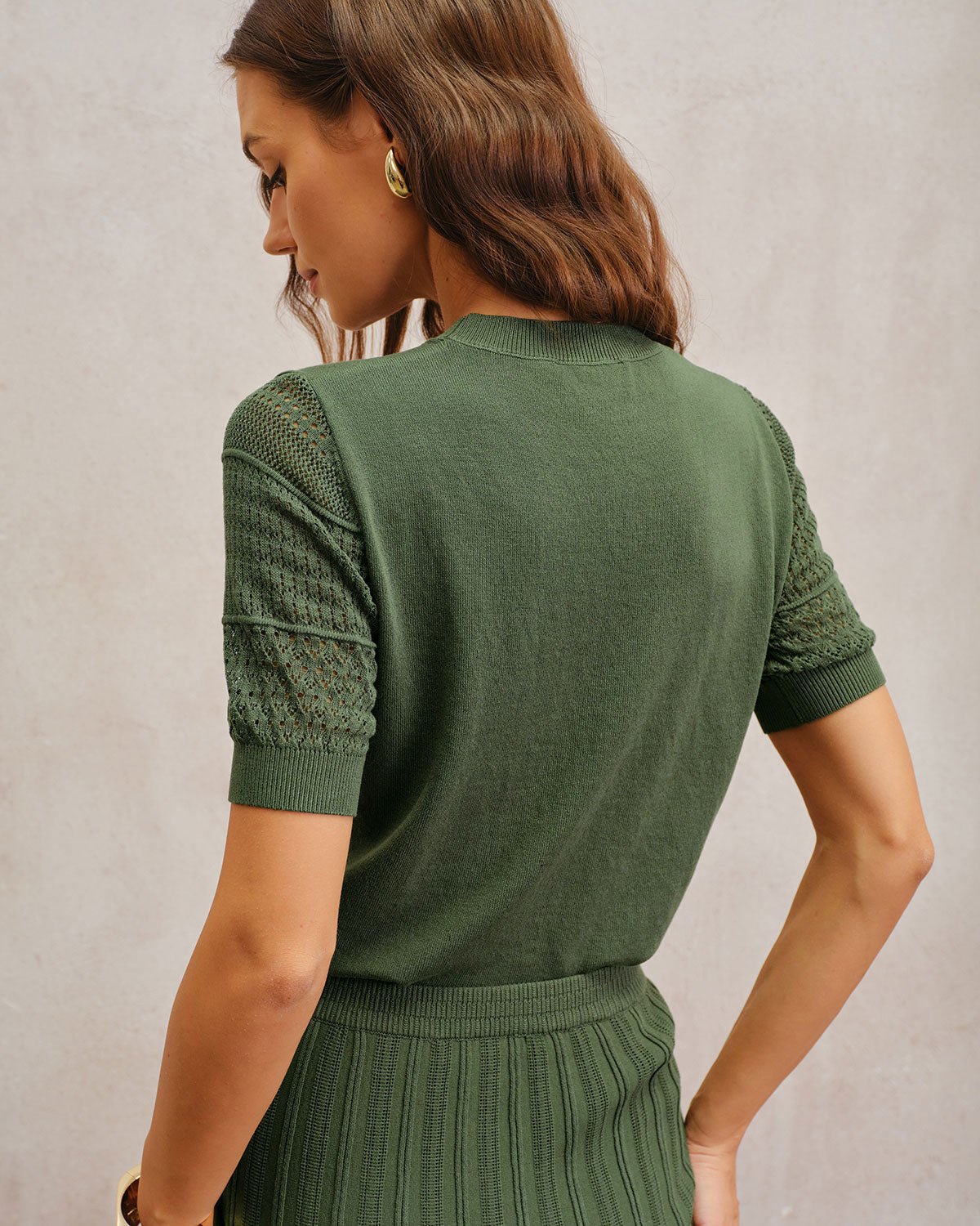 Green Round Neck Knit Tee