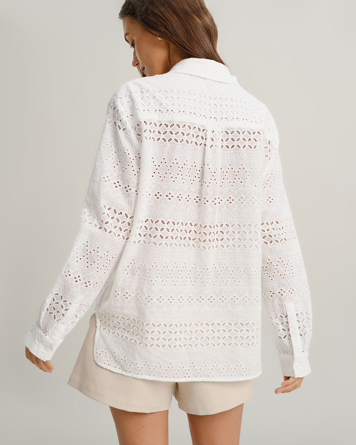 White Textured Loose Casual Shirt