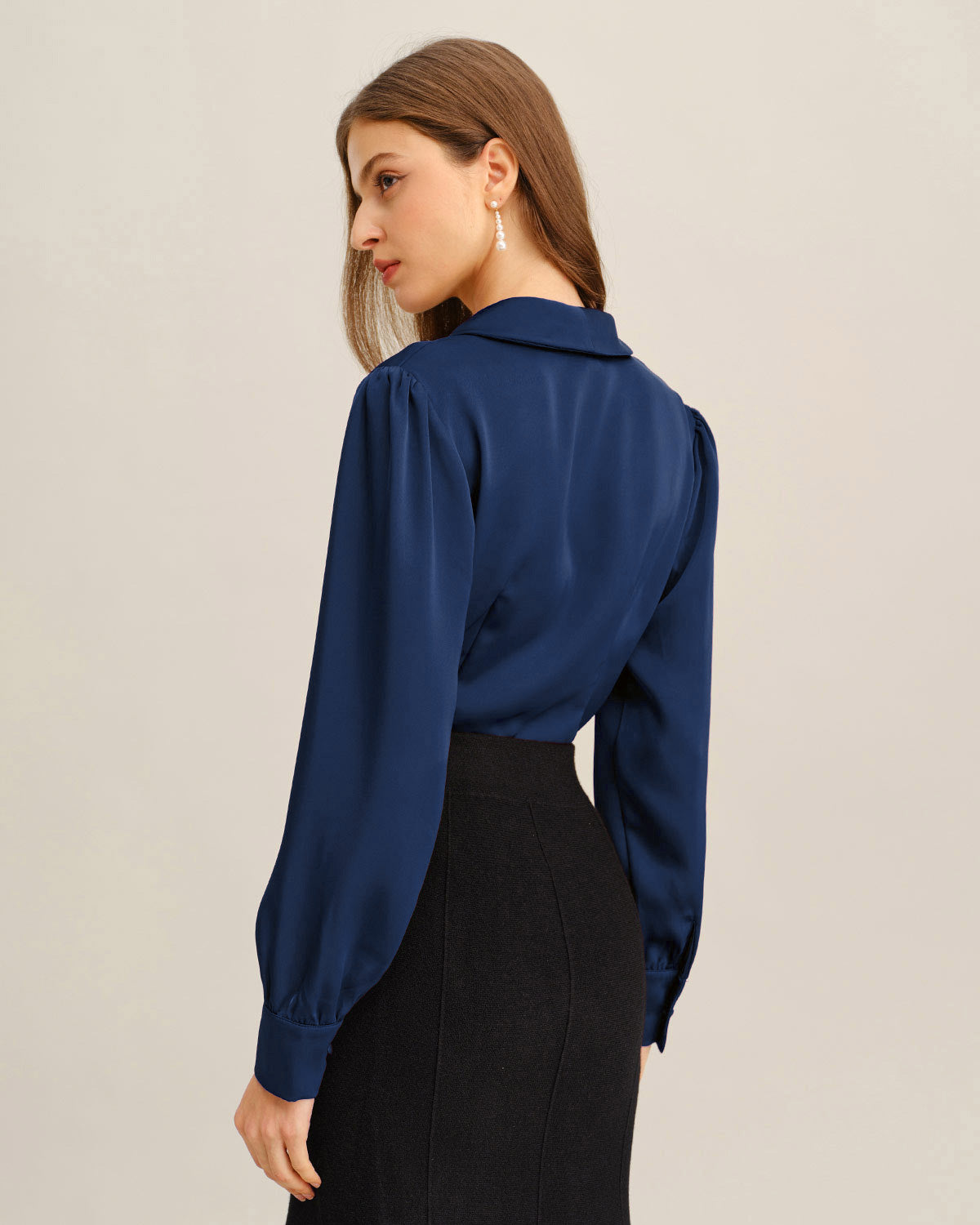 Navy Satin Shirt