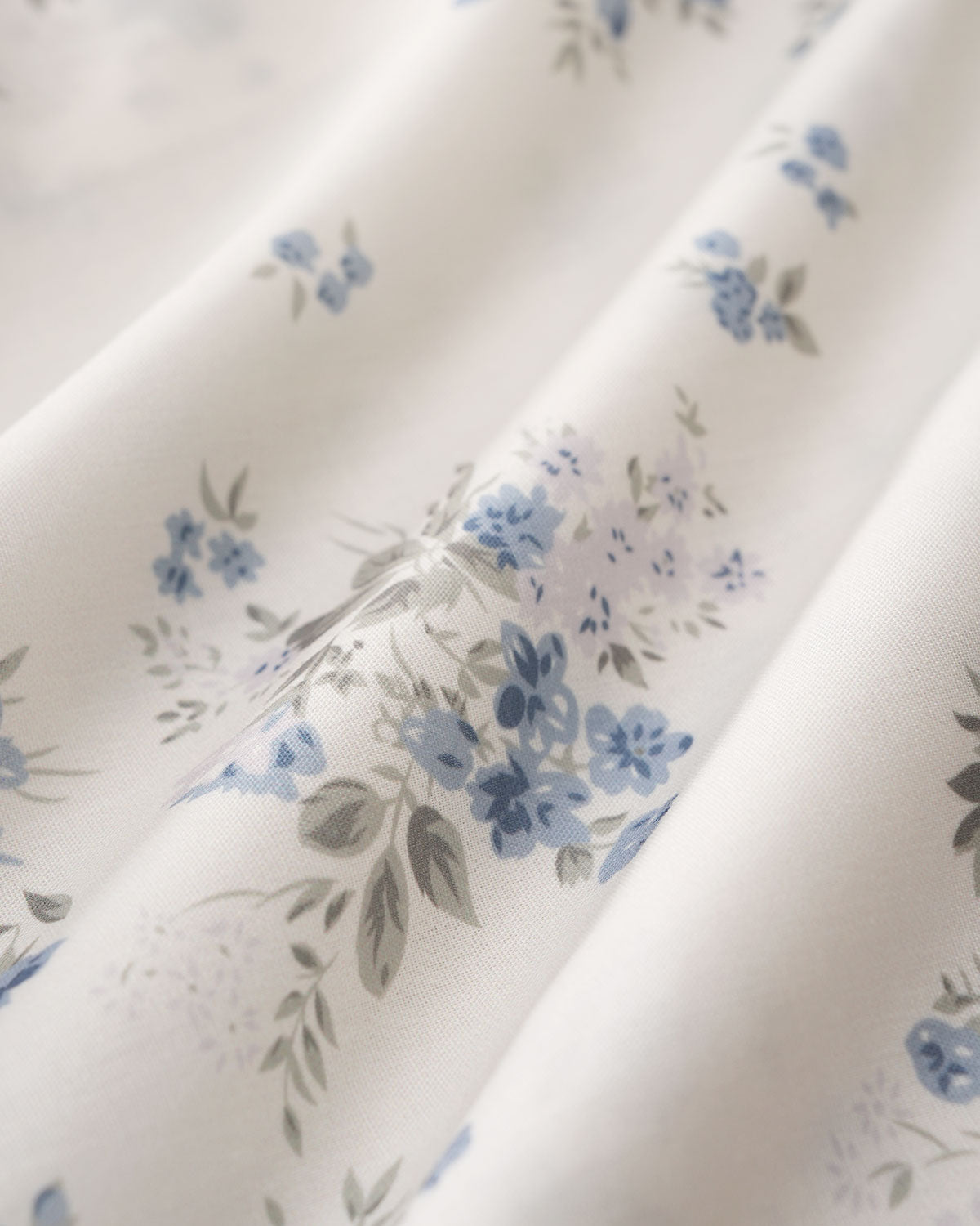 Blue Floral V Neck Button Blouse