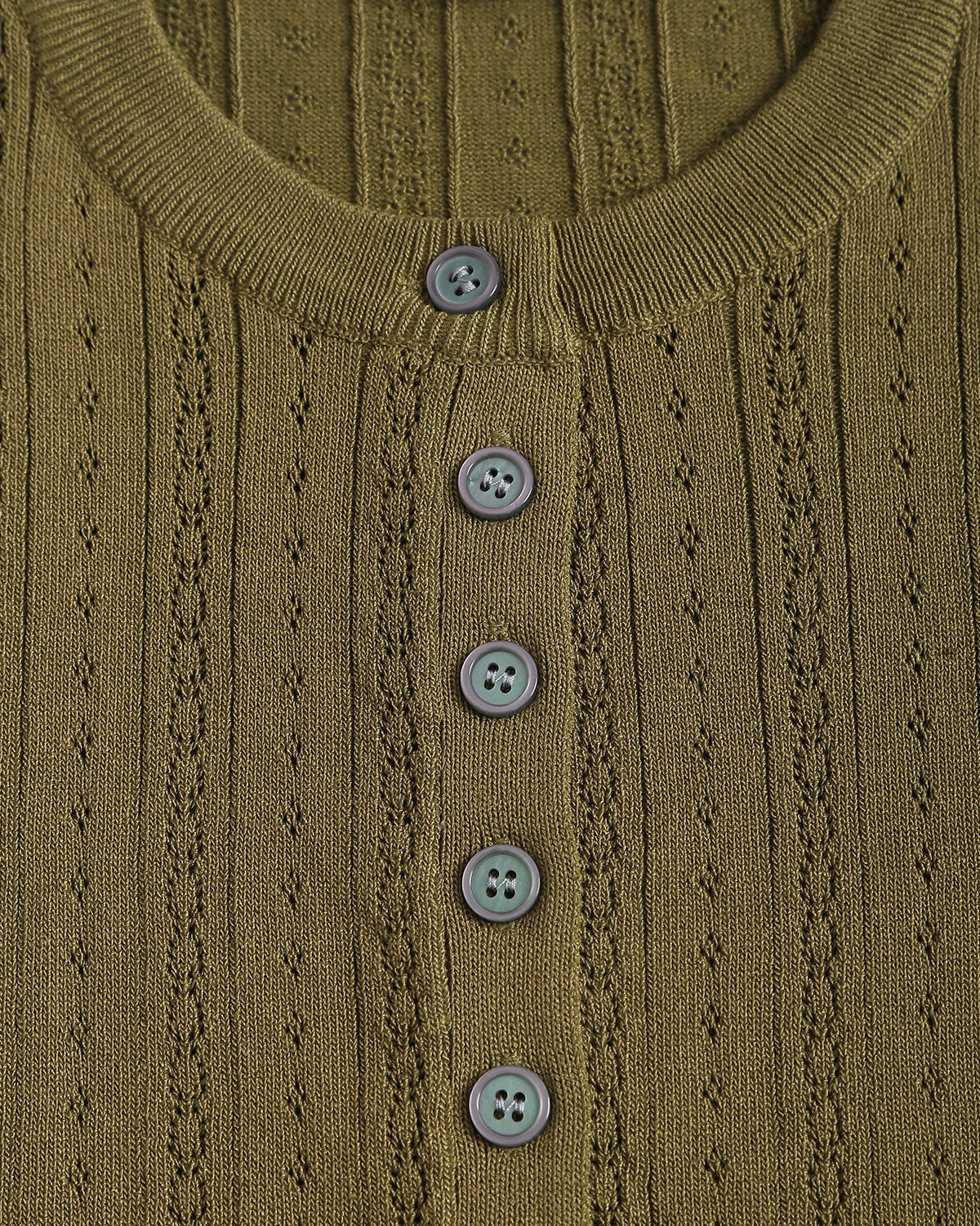 Green Round Neck Ribbed Knit Tee