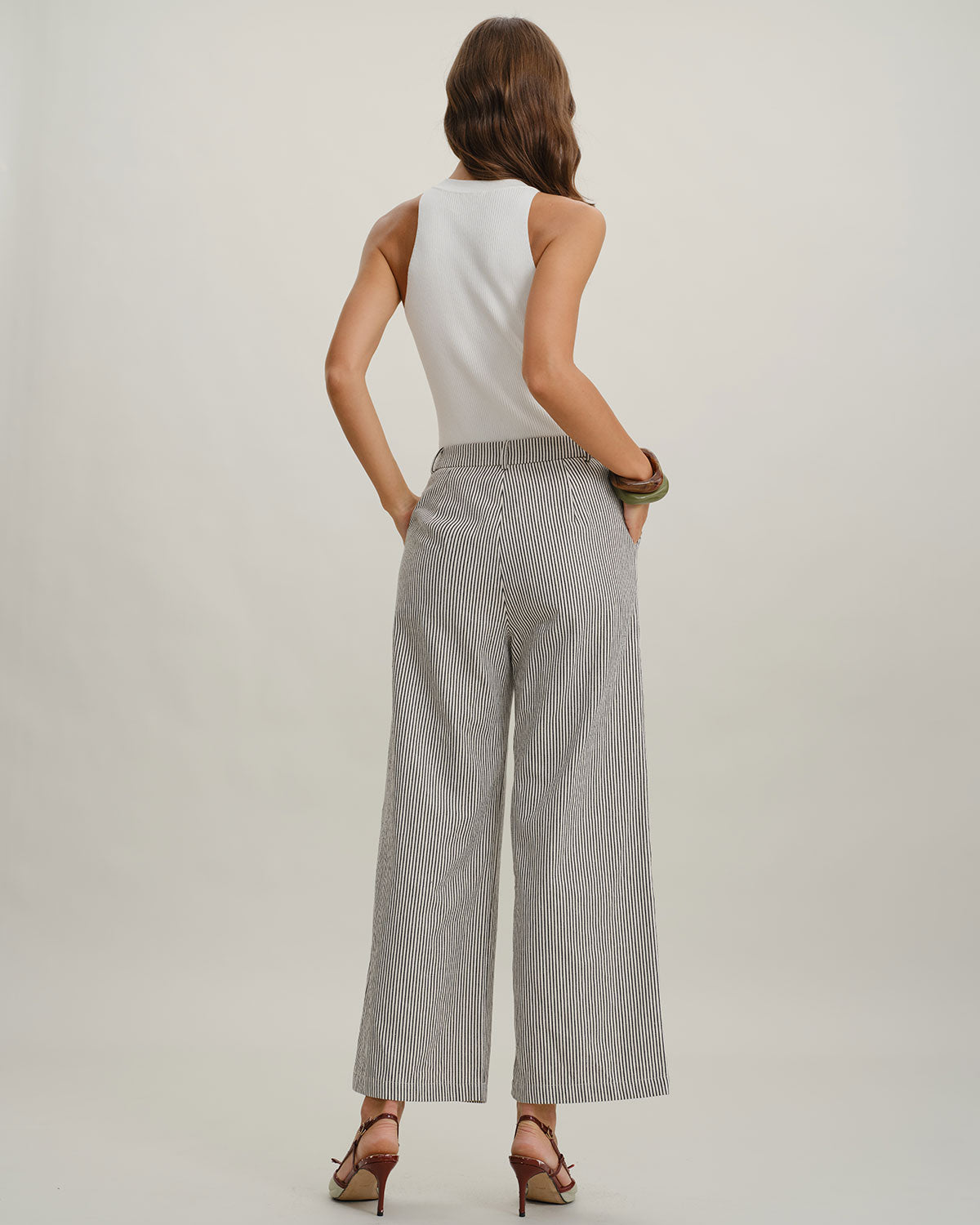 White Mock Neck Cut Out Knit Tee